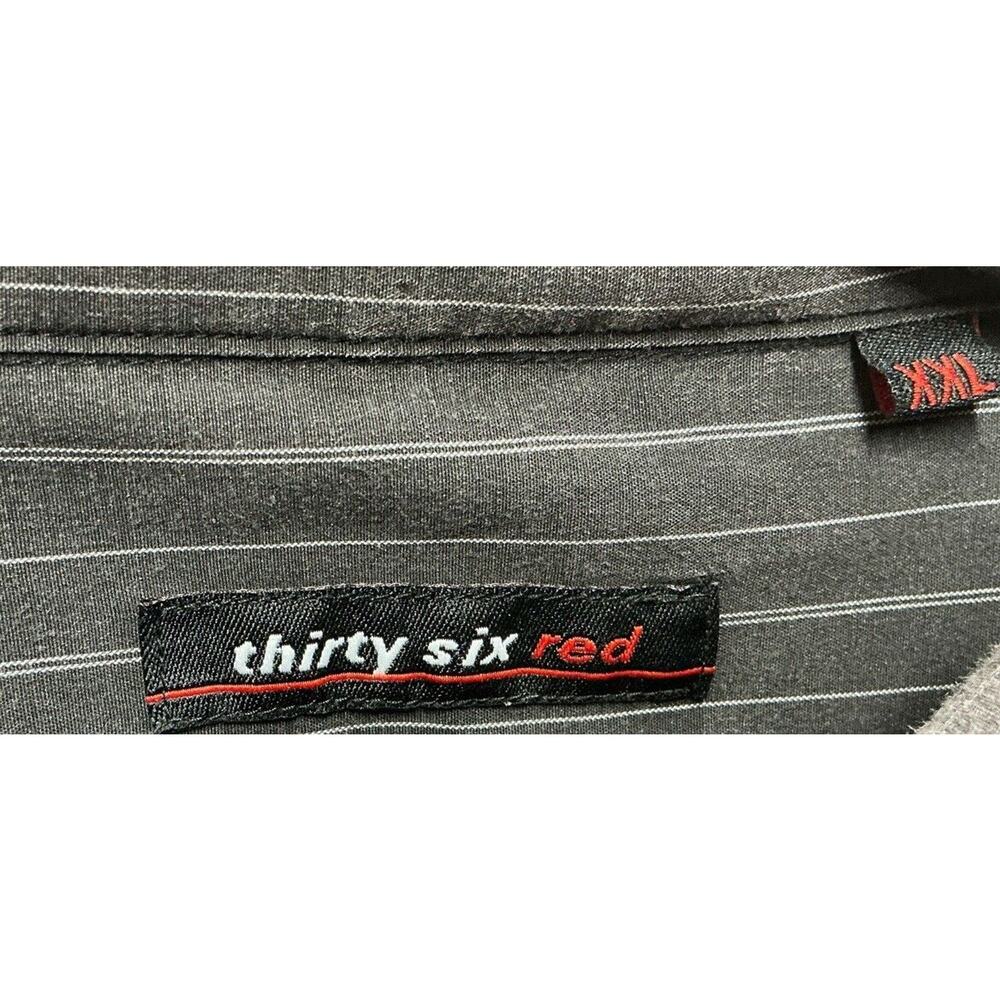Thirty Six Red Shirt Mens XXL Button Up Long Sleeve Striped Gray Shirt - Picture 6 of 11